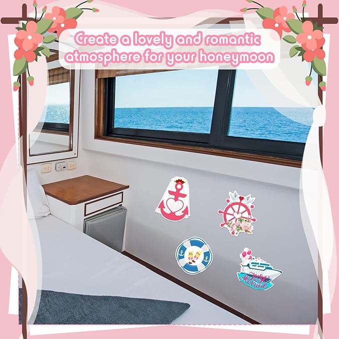 Xuhal 4 Pcs Just Married Cruise Door Decorations Wedding Honeymoon Cruise Door - Image 6