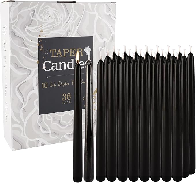 36-Pack 10-Inch Black Taper Candles - Image 2