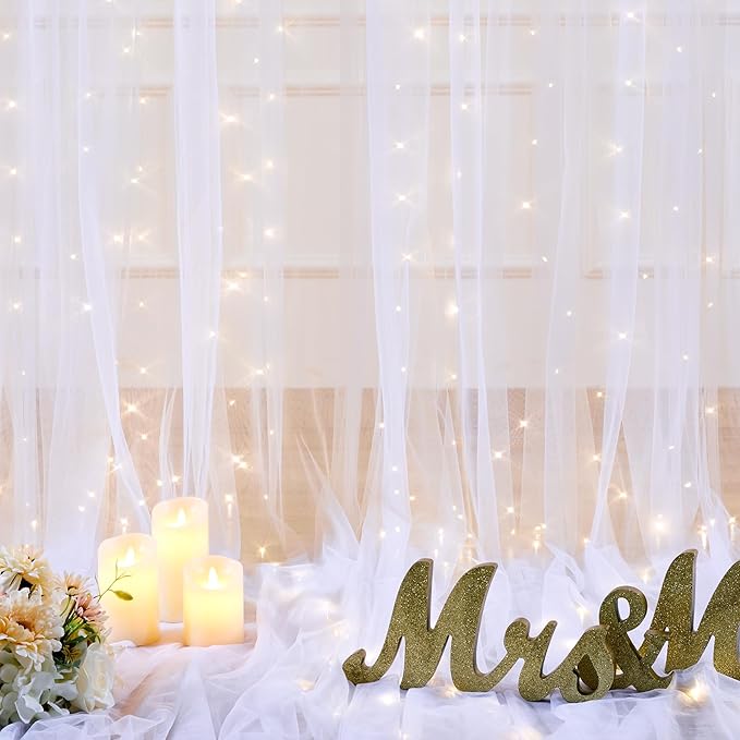10ft x 10ft White Tulle Backdrop Curtain - Image 6