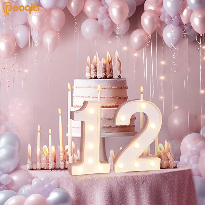 Pooqla Decorative LED Light Up Number Letters, Battery Operated - Image 2