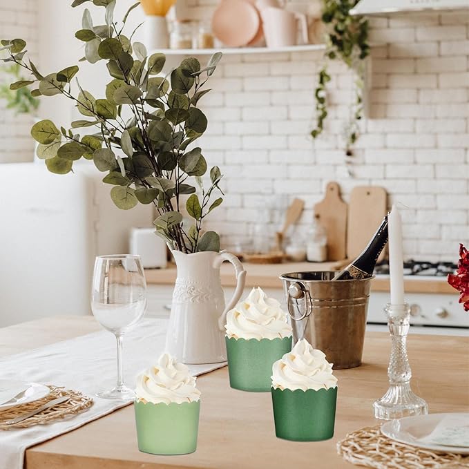 Whaline 120Pcs Sage Green Paper Baking Cups Scalloped Edge Cupcake Wrappers - Image 5