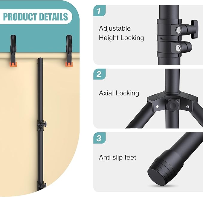T-Shape Backdrop Stand 8x5.3FT, Height and Width Adjustable Background Stand - Image 2