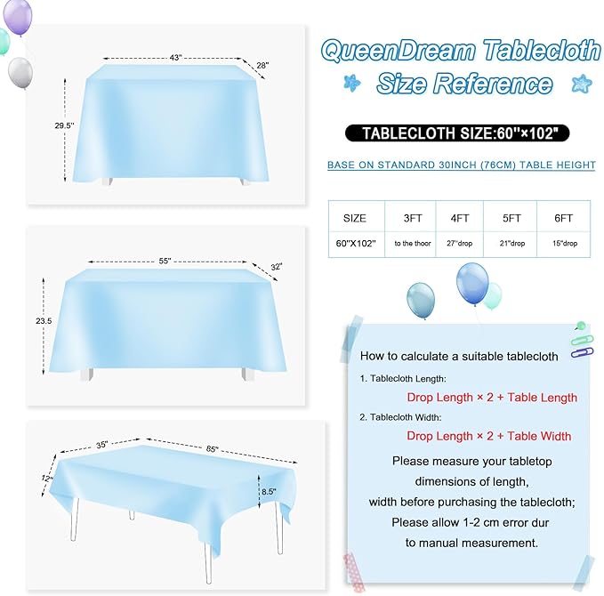 QueenDream Sequin Iridescent Tablecloth 60x102 Inches Blue Sequin Table Overlay - Image 5