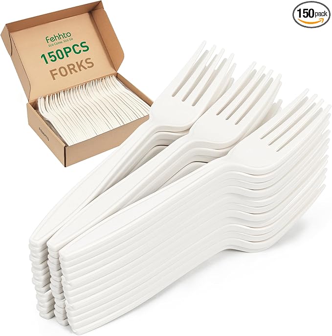 100% Compostable Fork, Ivory White by FEHHTOEco-friendlyLiving