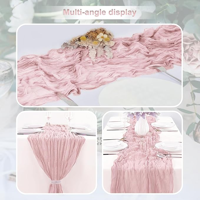 6 Pack Dusty Pink Cheesecloth Table Runner 35x120 Inch 10Ft Rustic Gauze Cheese - Image 5