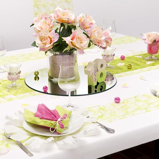 Round Mirror Centerpieces, Acrylic Circular Plates - Image 3