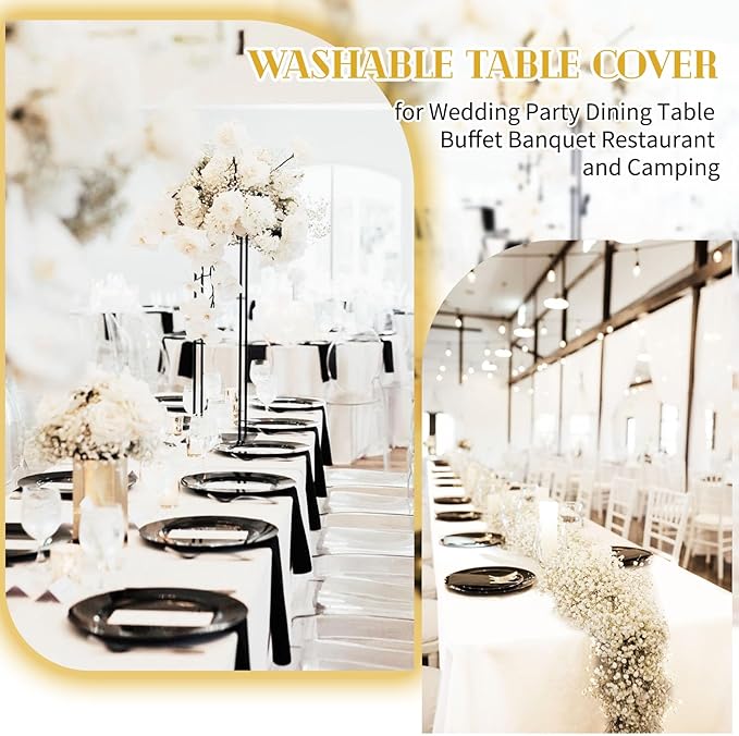 12 Pack Polyester Tablecloth 60 x 102 Inch Ivory Tablecloth - Image 6