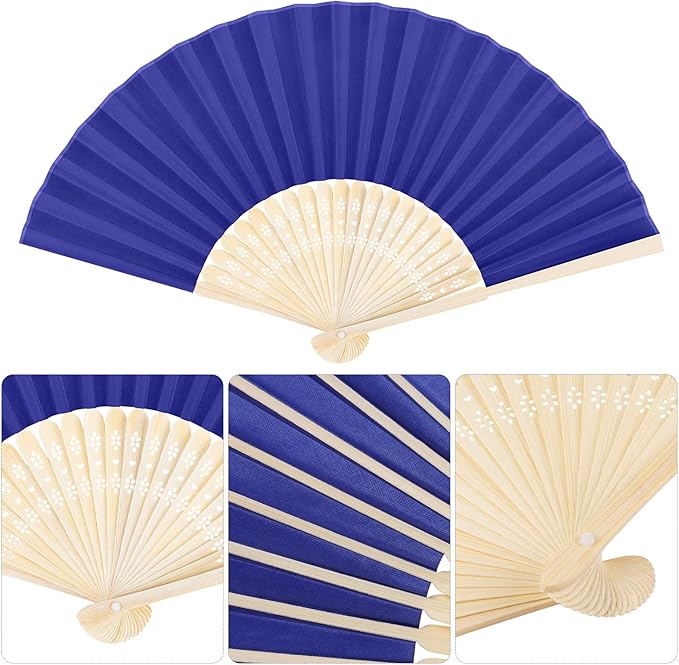 Aneco 18 Pieces Handheld Fans Cloth Hand Fans Bamboo Folding Fans - Image 3