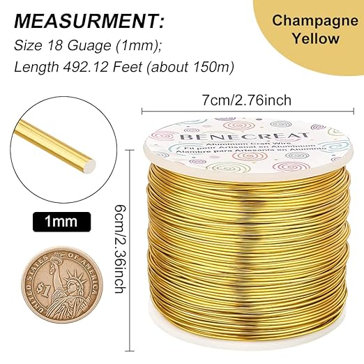 BENECREAT 9 10 12 15 17 18 20 Gauge Gold Aluminum Wire Anodized Jewelry Craft - Image 2