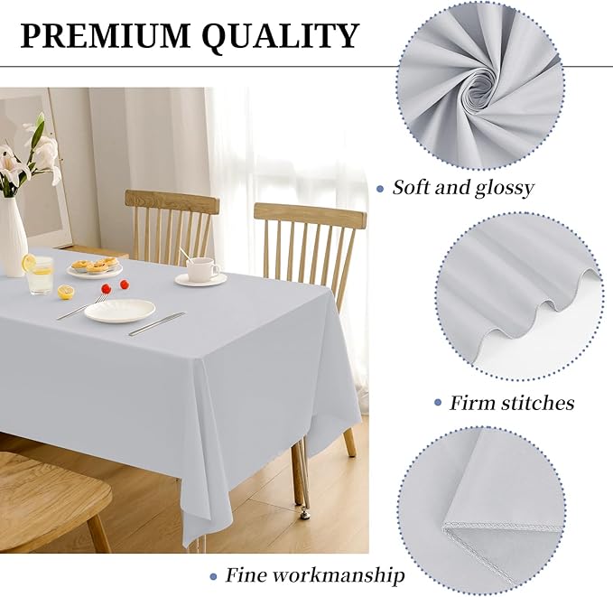 12 Pack Light Grey Tablecloths for Rectangle Tables 60 x 126 Inch Polyester - Image 3