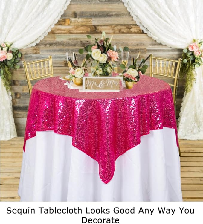 ShinyBeauty Hot Pink Tablecloths Square 36X36 Inch 2 Pieces Small Tablecloth - Image 4