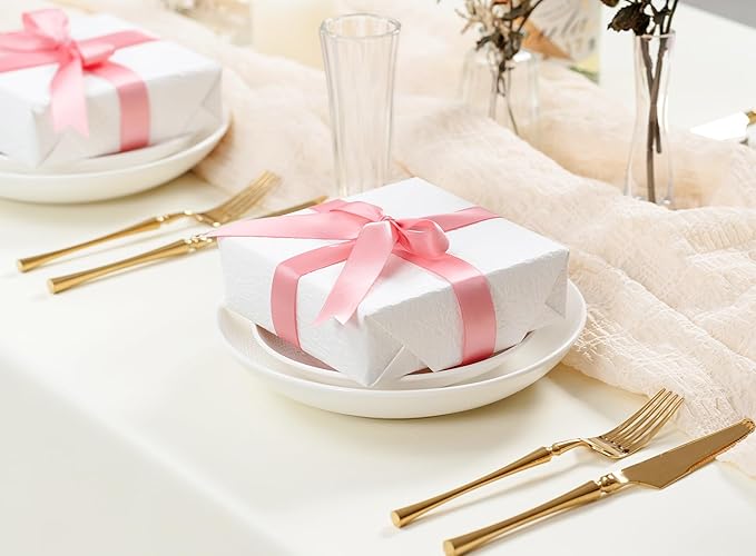 Pink Satin Ribbon 7/8 Inch x 50 Yards Double-Faced Polyester Ribbons - Image 5