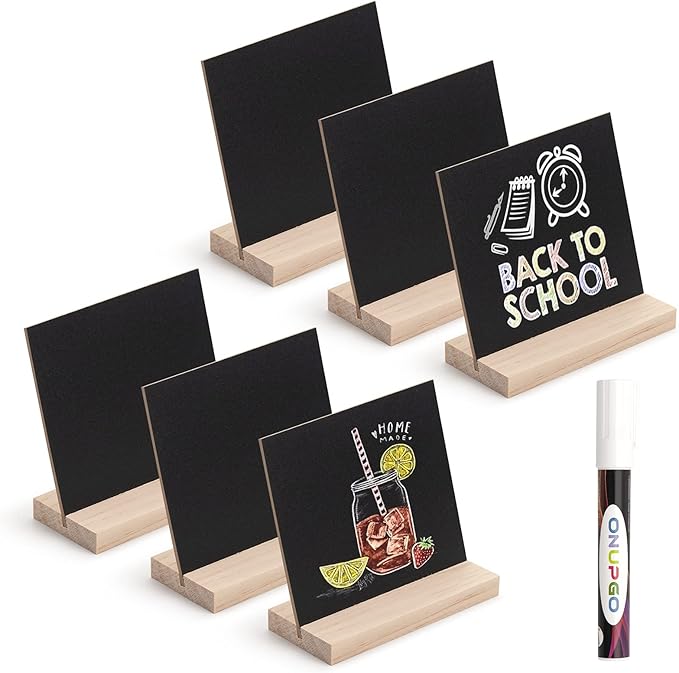 ONUPGO Chalkboard Signs with Wood Base Stands, 10X12cm Vintage Wooden Tabletop - Image 8