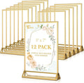 EHWINE 12 Pack Acrylic Sign Holder 5 x 7, Double Sided Gold Picture Frame Stand by EHWINE