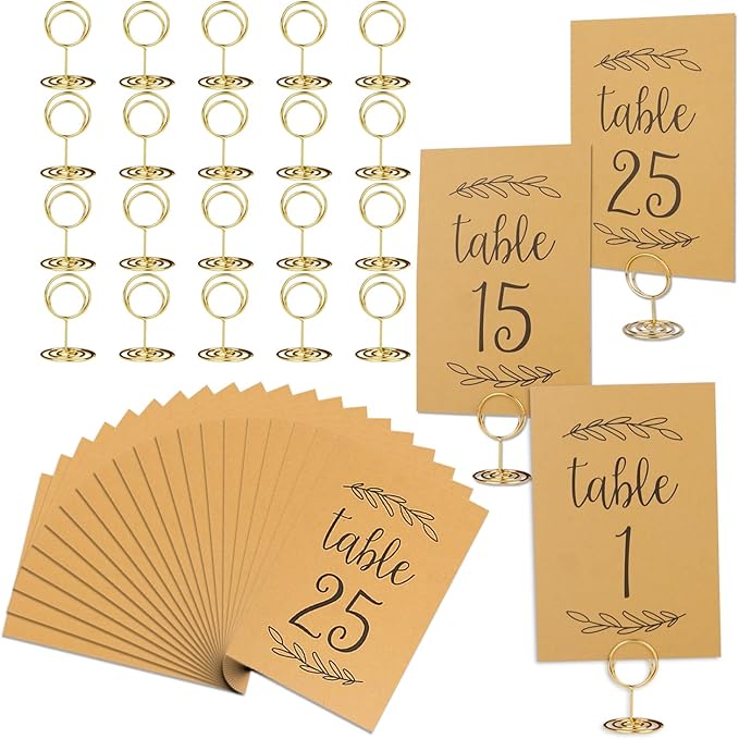 Wedding Table Numbers 1-25, 25 Karft Cards by SELANTAG