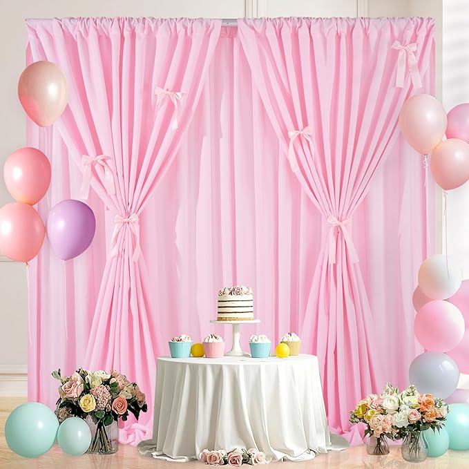 Pink Backdrop Curtain 2Panels : 11.6×8ft Wedding Backdrop Wrinkle Free - Image 6