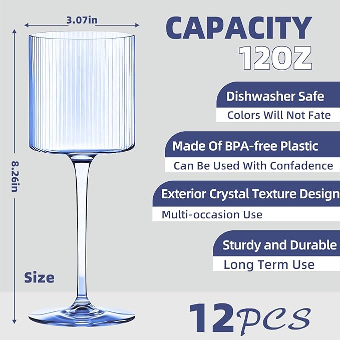Plastic Goblets Wine Glasses - 12Oz Acrylic Wine Glasses Origami Unbreakable - Image 2