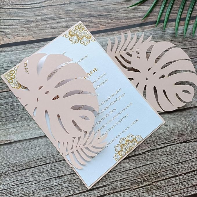 MillaSaw Flower Laser Cut Invitations Pink Plame Invitation Jacket - Image 4