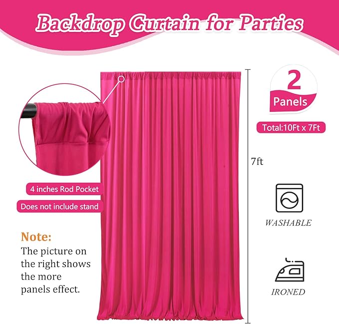 10 x 7 Feet Fuchsia Backdrop Curtain - Image 2