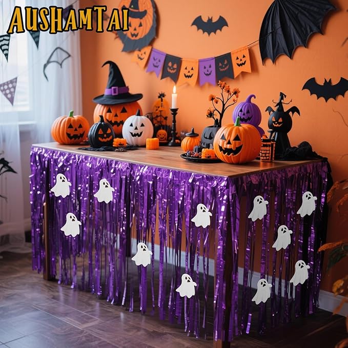 28x106 Inch Purple Sequin Tablecloth - Image 4