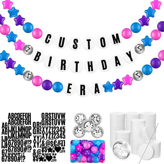 Giant Friendship Bracelet Garland Kit, DIY Birthday Banner by Simgoing