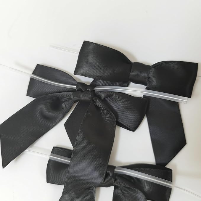 50pcs 3-1/2" Black Satin Ribbon Bows - Image 5
