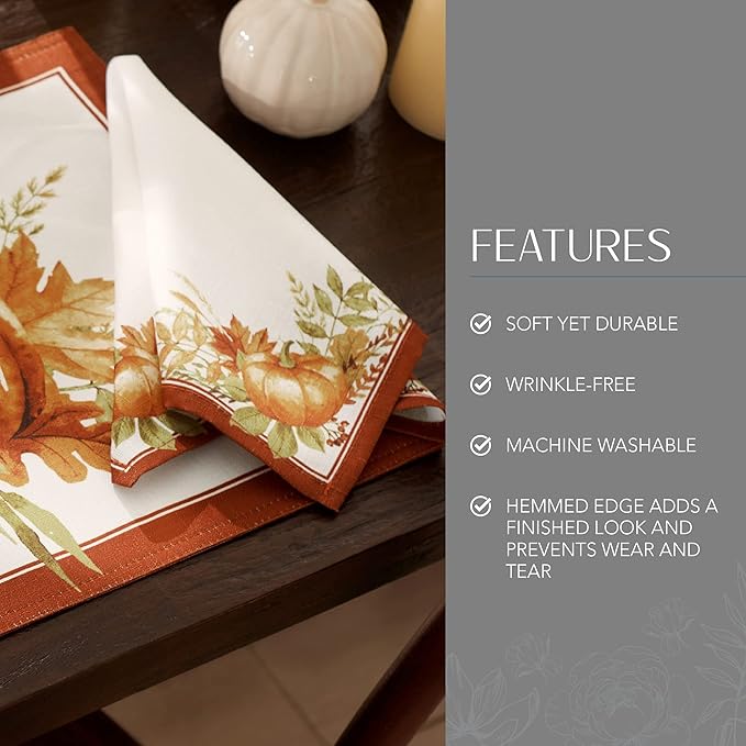 Elrene Home Fashions Autumn Pumpkin Grove Fall Napkins, Seasonal Fall Cloth - Image 3
