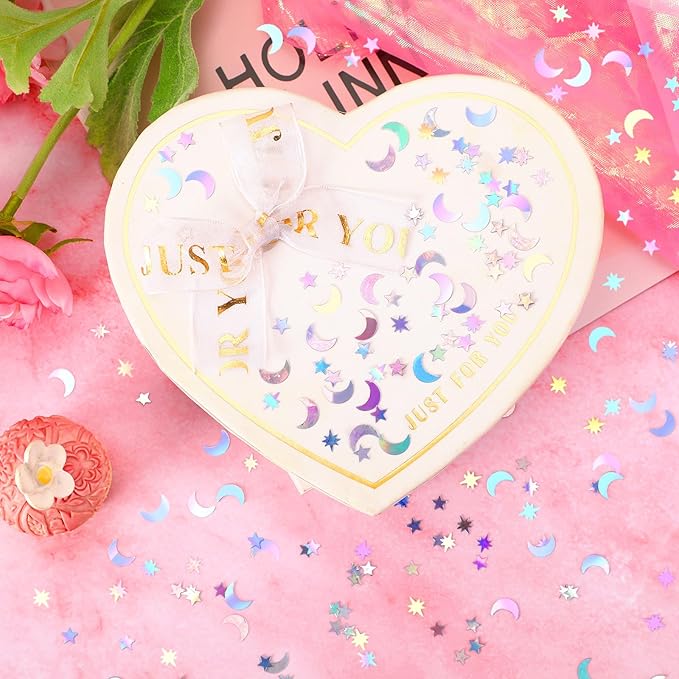MARFOREVER Holographic Star Moon Confetti, Glitter Birthday Star Scatter Table - Image 6