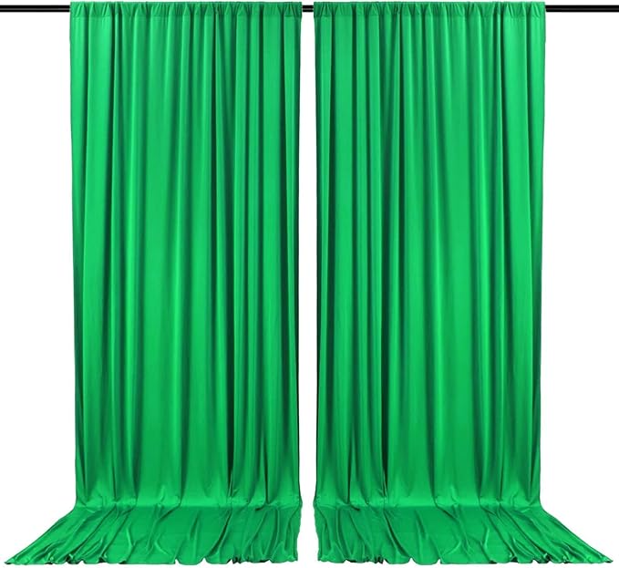 2 Panels Green Backdrop Curtain, 10 x 7 Feet Background Curtains by Zankubom