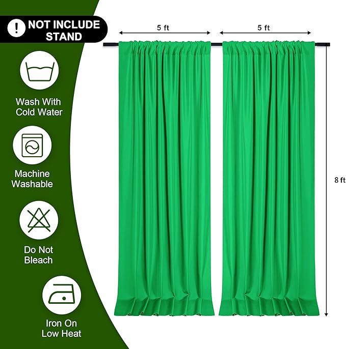 DWCN 10x8 FT Green Backdrop Curtains - Image 2