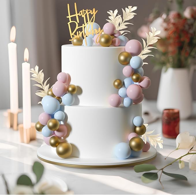 MIAHART Ball Cake Toppers Boho Grass Cake Topper Ball Cake Insert Decoration - Image 3
