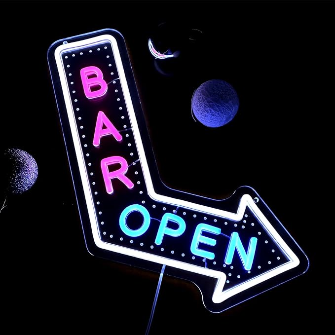 Planzo Bar Open Neon Signs for Business LED Light Up Open Beer Sign Wall Decor - Image 2