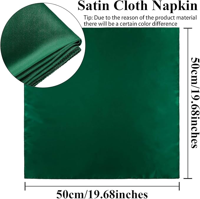 Aneco 24 Pieces Satin Napkin Square 20 x 20 Inches Dinner Napkins Weddings - Image 2