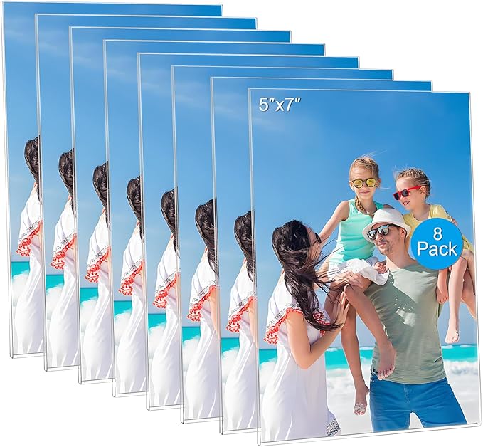 8 Pack Magnetic Picture Frames for Refrigerator, 5x7 Magnetic Photo Holders for by Douildhaiy