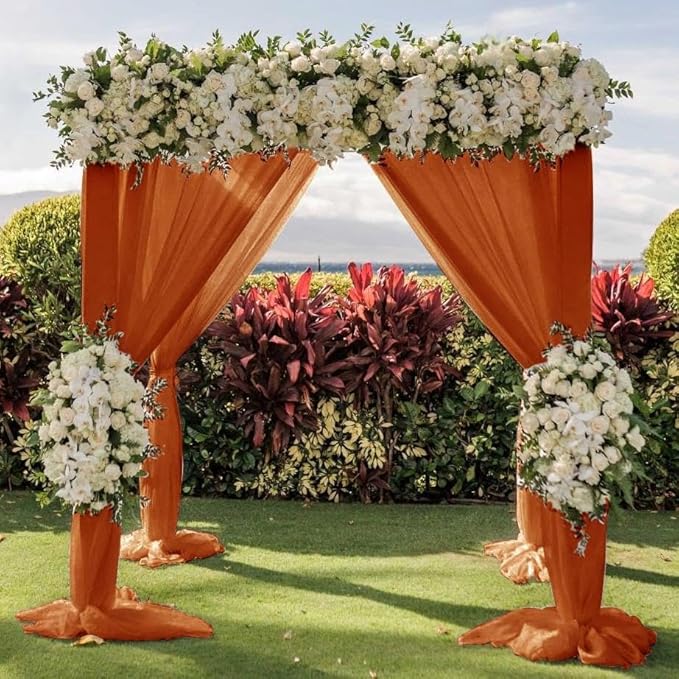 Wedding Arch Draping Fabric 1 Panel 30'' x 18FT Terracotta Sheer Chiffon Arch - Image 5