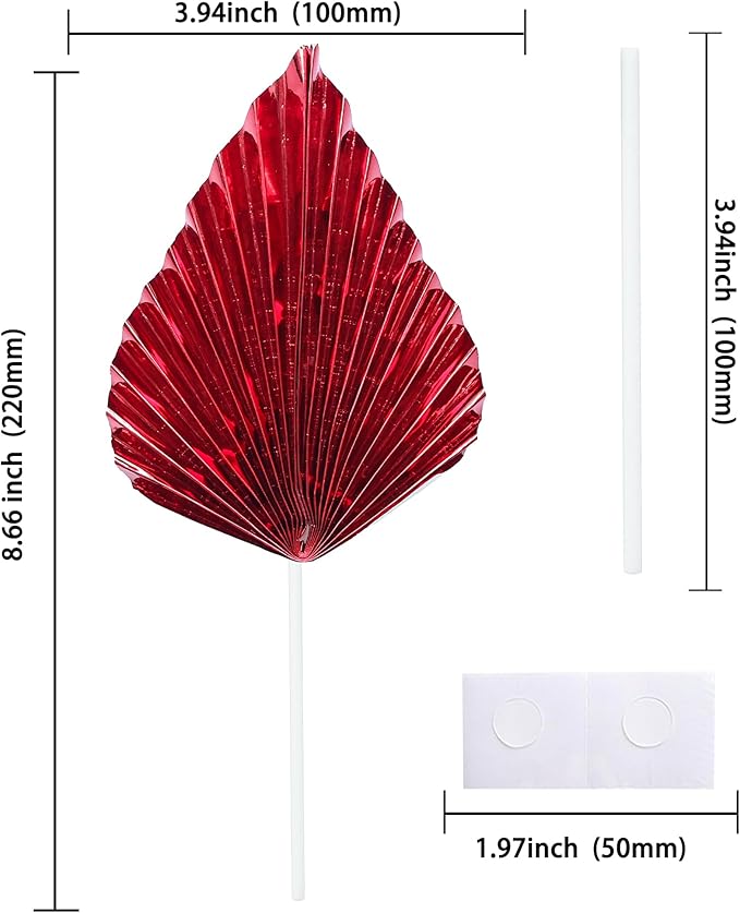 Gyufise 6Pcs Paper Palm Fan Cake Toppers Palm Spear Leaves Fan Cupcake Toppers - Image 2