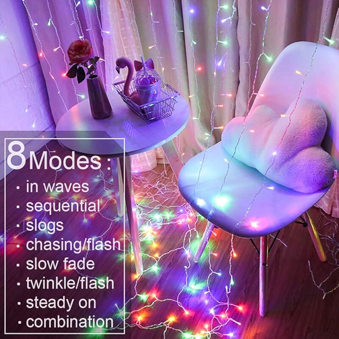 YEOLEH String Lights Curtain, USB Powered Fairy Lights - Image 3
