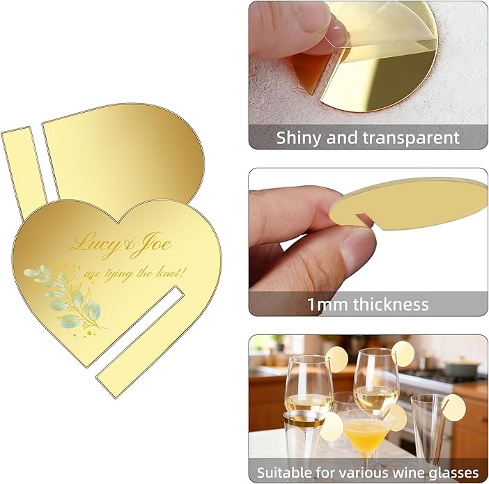100 Pcs Wine Glass Name Tags, Personalized Wedding Drink Tags Reusable Circle - Image 4