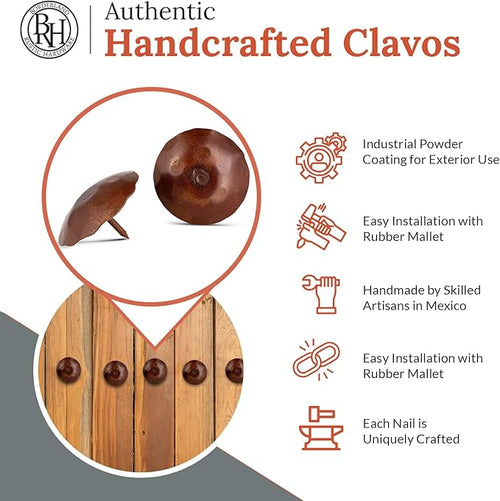 10 Pack 2" Round Head Iron Clavos Decorative Nails – Sealed Rusted – Handmade - Image 2