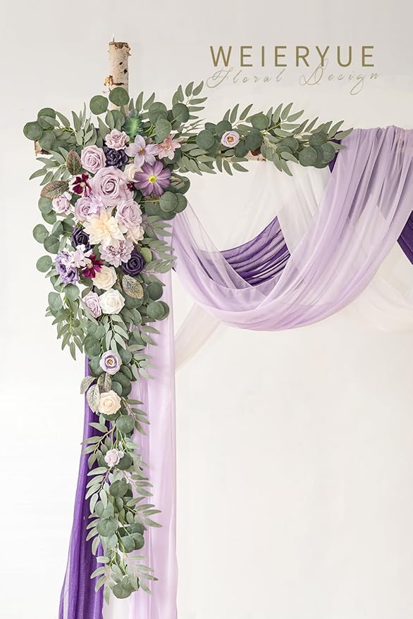 Deluxe Purple Artificial Wedding Arch Flowers - Image 3