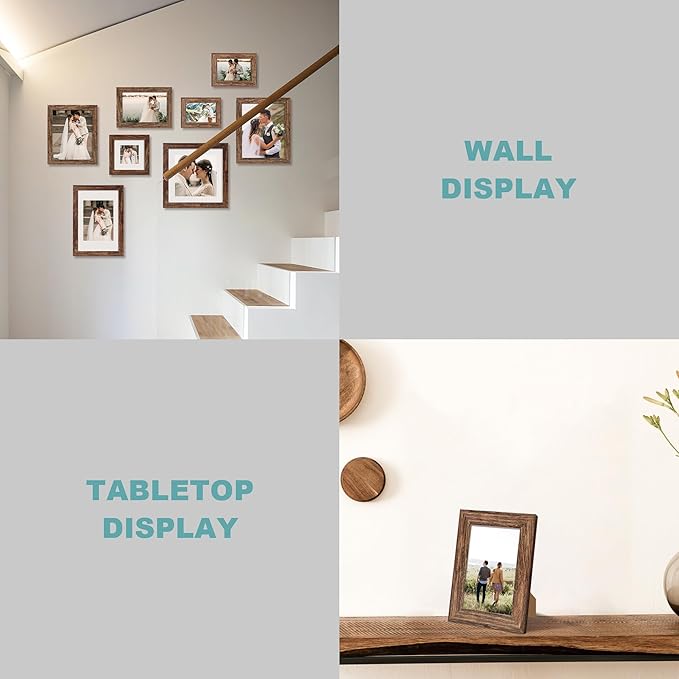 8.5x11 Picture Frame Set of 4, High Definition Real Glass Rustic Frame - Image 6