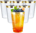 12OZ Plastic Cups with Gold Rimmed Sturdy & Food Safe Disposable Wine Glasses by ByvivaceDisposables