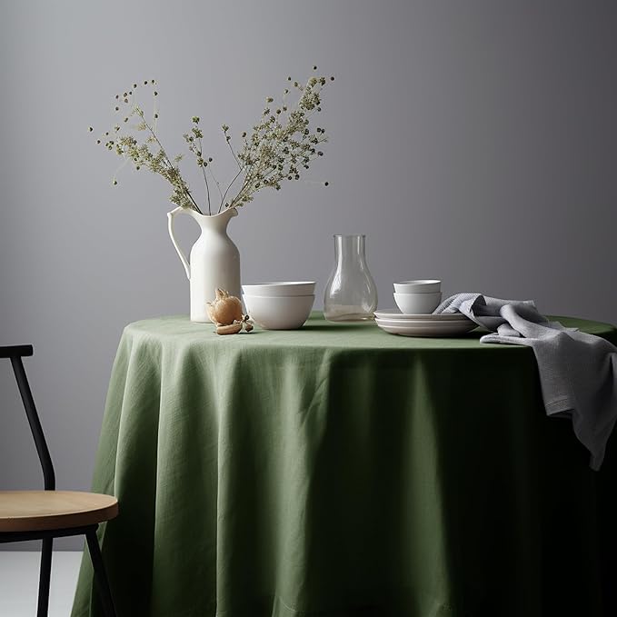 EVERLY 100% Pure Linen Round Tablecloths 70Inch Round Machine Washable - Image 2