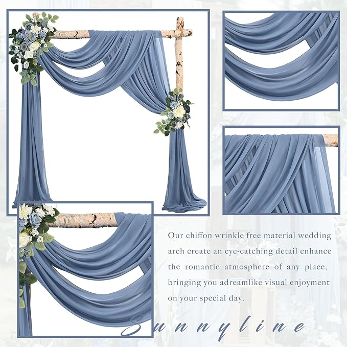 20Ft length x 28" width 2 Panels Wedding Arch Draping Fabric Dusty Blue Arch - Image 3
