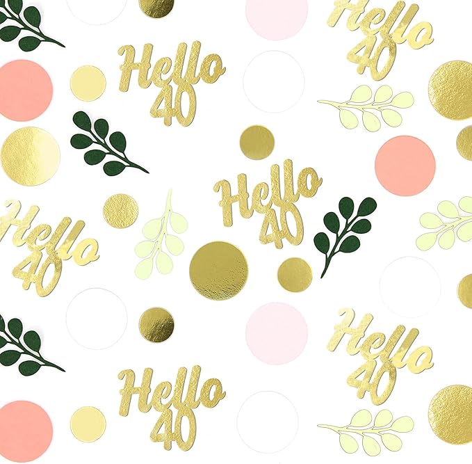 300PC 40TH Birthday Confetti for Table Pink and Sage Green Happy 40TH Birthday - Image 2