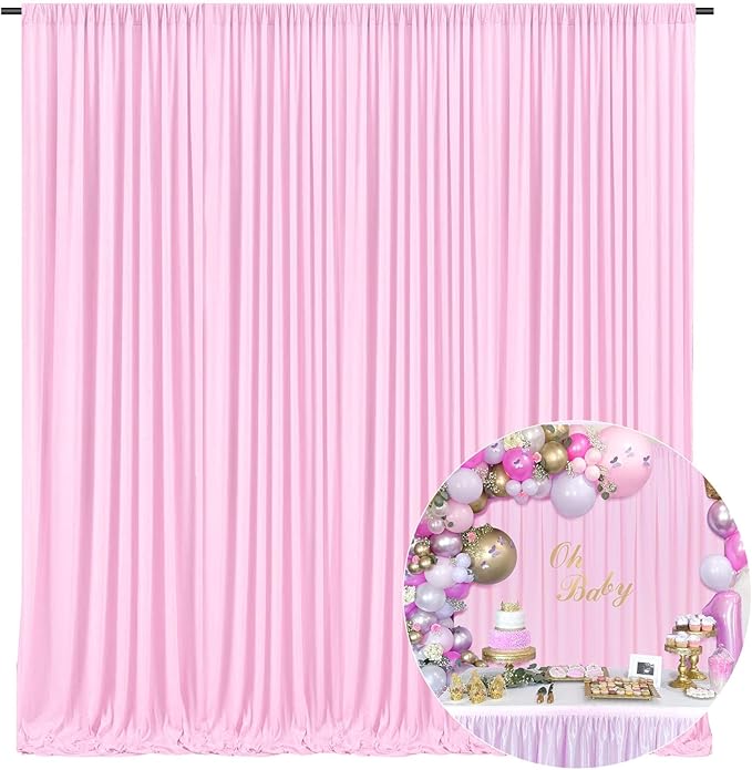 10 x 7 Feet Light Pink Backdrop Curtain by ZEBMOON