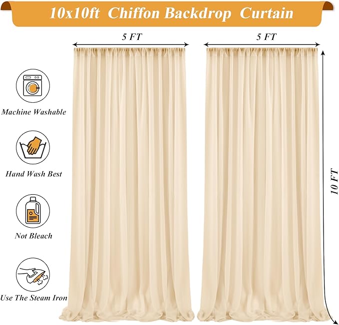 10x10ft Champagne Backdrop Curtain - Image 7