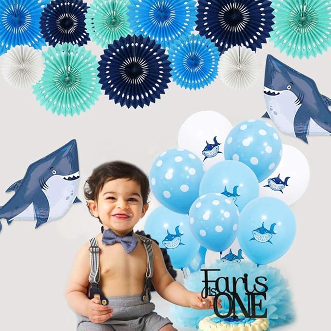 BEISHIDA Blue White Hanging Honeycomb Round Paper Fans Decoration Kit - Image 4