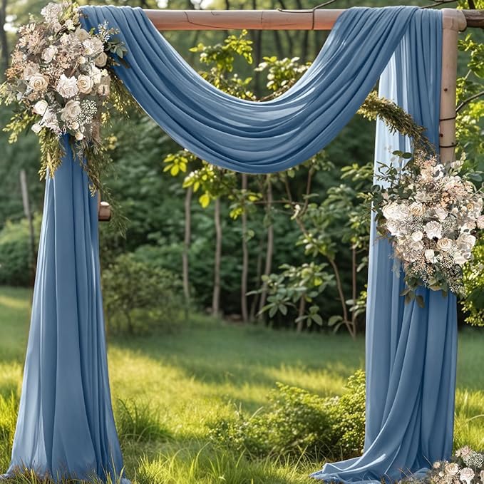 Fall Dusty Blue 2 Panels Wedding Arch Draping Fabric 29" x 20Ft Sheer Drapes by Jimtx