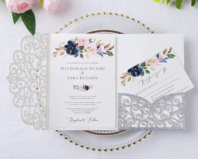PONATIA 5.12 x 7.2 Laser Cut Invitation Pocket, 20 Tri-Fold 5 x 7 Laser Cut - Image 2